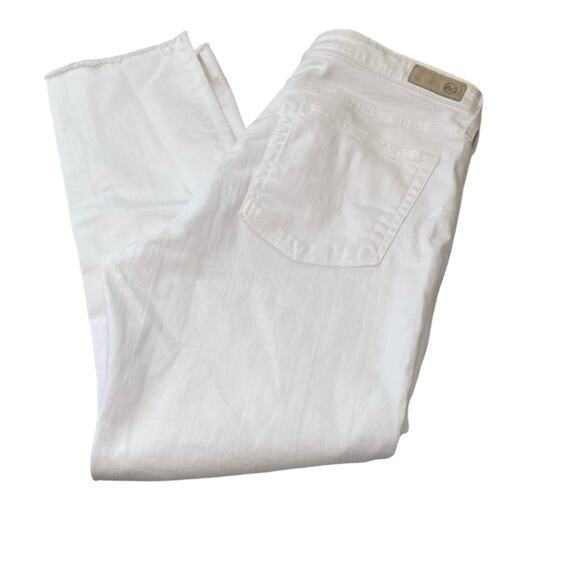 AG Adriano Goldschmeid White Skinny Prima Crop Cigarette Raw Cut Hem size 30R - Picture 4 of 14